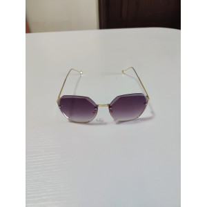 Rimless Trimmed Round Sunglasses