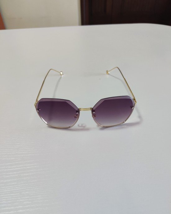 Rimless Trimmed Round Sunglasses